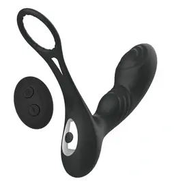 Erekční kroužky vibrační - BASIC X Nero stimulátor prostaty na dálkové ovládání černý - BSC00238