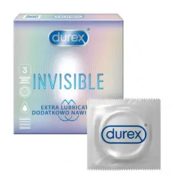 Kondomy s extra lubrikací - Durex kondomy Invisible Extra Lubricated 3 ks