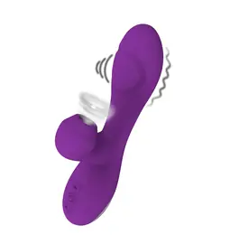 Multifunkční vibrátory - Romant Flap vibrátor rabbit s poklepem a tlakovým stimulátorem na klitoris fialový
