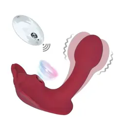 Vibrátory do kalhotek - Romant Bill vibrátor do kalhotek s podtlakovým stimulátorem klitorisu červený