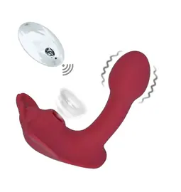 Vibrátory do kalhotek - Romant Bill vibrátor do kalhotek s podtlakovým stimulátorem klitorisu červený