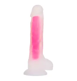 Dilda s přísavkou - BOOM silikonové dildo svítící ve tmě růžové