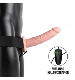 Připínací penis - Realrock Vibrating Hollow Strap-on dutý připínací penis 21 cm - tělový
