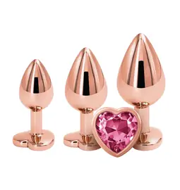 Anální šperky - REAR Set análních kolíků Rose Gold Pink Heart