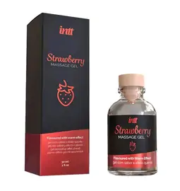 Lubrikační gely pro orální sex - intt Strawberry Masážní gel s hřejivým efektem 30 ml