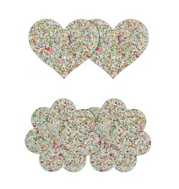 Erotické šperky - Pasties ozdoby na bradavky Heart & Flower - 2 páry