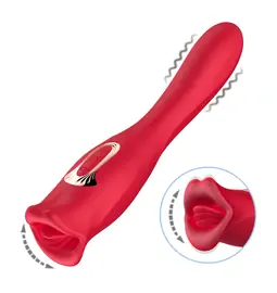 Vibrátory na klitoris - BASIC X Mouth vibrátor a stimulátor klitorisu 2v1 červený