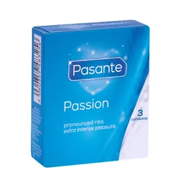 Vroubkované kondomy, kondomy s vroubky - Pasante kondomy Passion - Ribbed 3 ks