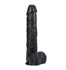 Dilda a vibrátory XXL - RealRock Extra Large dildo s varlaty 38 cm - černé