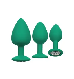 Nevibrační anální kolíky - Cheeky Gems sada análních kolíků - zelená