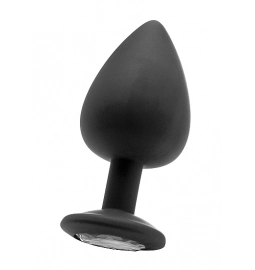 Nevibrační anální kolíky - Diamond Silikonový anální kolík s kamínkem L - černý