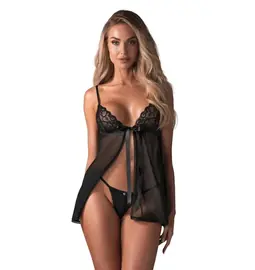 Tipy na valentýnské dárky pro ženy - Obsessive Blomentis košilka - černá - 27417251121 - M/L