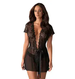 Erotické košilky - Obsessive Alluria peignoir - černý - 27605501131 - L/XL
