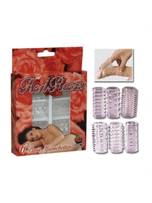 Návleky na penis - Red Roses Sada elastomerových návleků 6 ks - 5200550000