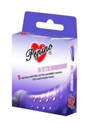 Vroubkované kondomy, kondomy s vroubky - Pepino kondomy 3v1 - 3 ks - SU26010