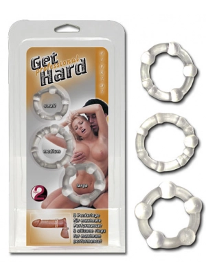 Erekční kroužky nevibrační - Get Hard Crystal Sada tří silikonových erekčních kroužků - 5149260000