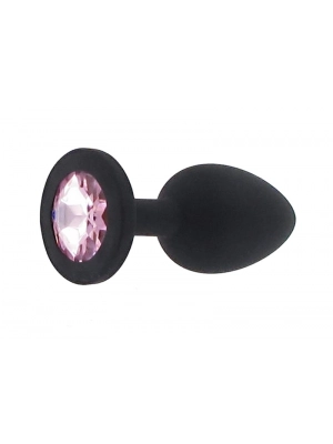Anální šperky - BASIC X Sam silikonový anální kolík s kamínkem S růžový - BSC00091