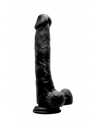 Dilda s přísavkou - S-Line RealRock Dildo penis 27 cm - černý - shmREA018BLK