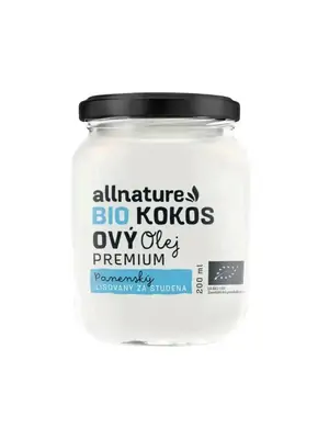 Masážní oleje a svíčky - Allnature Premium BIO Kokosový olej 200 ml - kokosovy-olej-200ml