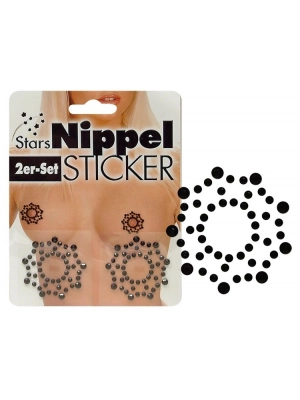 Erotické šperky - Nipple Stickers Stars Ozdoby na bradavky - černé - 7708760000