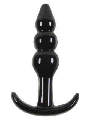 Nevibrační anální kolíky - Gelový Anální kolík T-Plug Ripple černý - s18179black