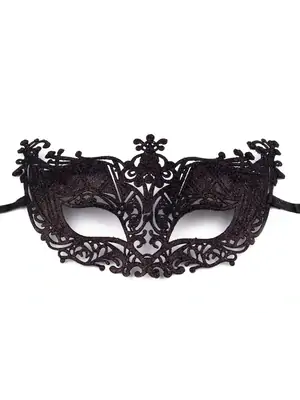 Masky, kukly a pásky přes oči - Karnevalová maska plastová krajka s glitry černá - maska04