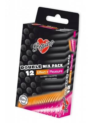 Kondomy vroubkované a s výstupky - Pepino kondomy Double Mix Pack- 12 ks - 8592442900397