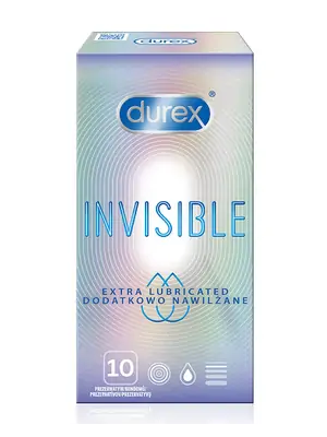 Kondomy s extra lubrikací - DUREX kondomy Invisible Extra Lubricated 10ks - durex-InvisiExtraLubric-10ks