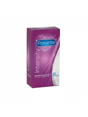 Kondomy vroubkované a s výstupky - Pasante kondomy Intensity Ribs-Dots 12 ks - pasanteRibsDot-12ks
