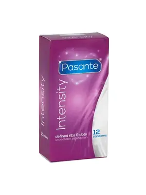 Vroubkované kondomy, kondomy s vroubky - Pasante kondomy Intensity Ribs-Dots 12 ks - pasanteRibsDot-12ks