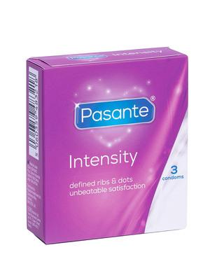 Kondomy vroubkované a s výstupky - Pasante kondomy Intensity Ribs-Dots 3 ks - pasanteRibsDots-3ks
