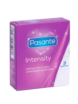 Vroubkované kondomy, kondomy s vroubky - Pasante kondomy Intensity Ribs-Dots 3 ks - pasanteRibsDots-3ks