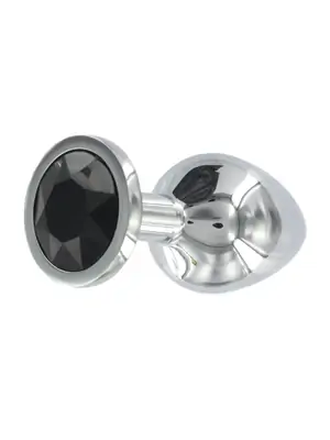 Anální šperky - BASIC X Tommy kovový anální kolík s černým kamínkem - BSC00017