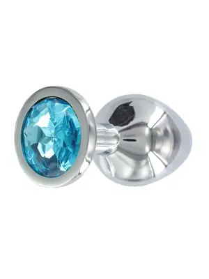 Anální šperky - BASIC X Tommy kovový anální kolík s modrým kamínkem - BSC00019