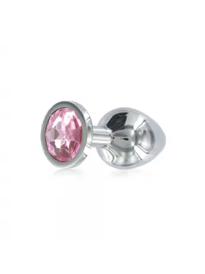 Anální šperky - BASIC X Tommy kovový anální kolík s růžovým kamínkem - BSC00022