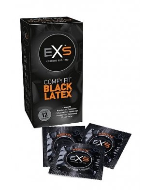Barevné kondomy - EXS kondomy černý latex 12 ks - shm12EXSBLACK