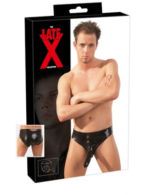 BDSM latex - LateX Latexové slipy s análním dildem a návlekem pro penis M/L - 29502601171