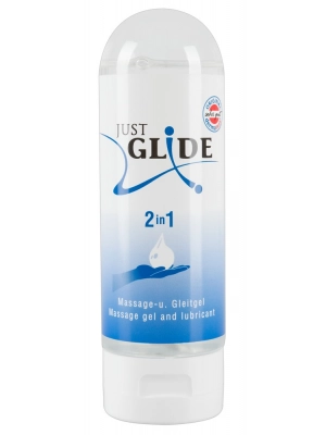 Lubrikační gely na vodní bázi - Just Glide 2 v 1 lubrikační a masážní gel 200 ml - 6108520000