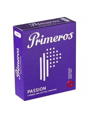 Vroubkované kondomy, kondomy s vroubky - Primeros Passion kondomy 3 ks - 8594068390620