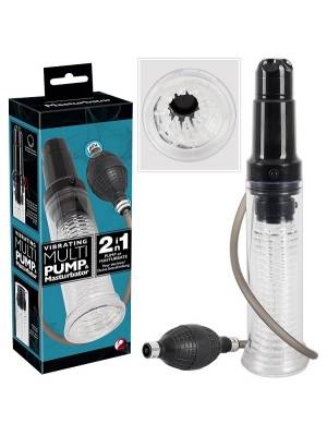 Vakuové pumpy pro muže - Vakuová pumpa a vibrační masturbátor 2 v 1 - 5896750000