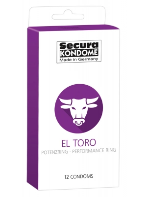 Tipy na valentýnské dárky pro muže - Secura kondomy El Toro s erekčním kroužkem 12 ks - 4163800000