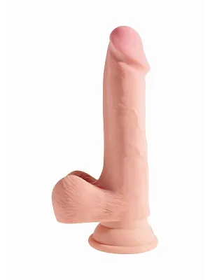 Dilda s přísavkou - King Cock 3D Realistické dildo s varlaty a přísavkou 19 cm - ShmPD5718-21