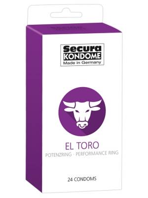 Kondomy Secura - Secura kondomy El Toro erekčním kroužkem 24 ks - 4163980000