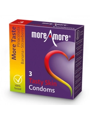 Kondomy s příchutí - MoreAmore kondomy Tasty Skin Mix 3 ks - E29091