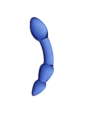 Oboustranná dilda, dvojitá - Chrystalino Superior Skleněné dildo oboustranné - modré - shmCHR006BLU