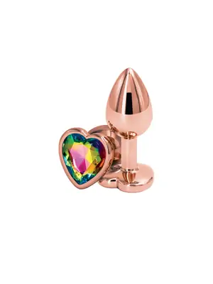 Anální šperky - Rear anální kolík rosegold duhové srdce S - v280796