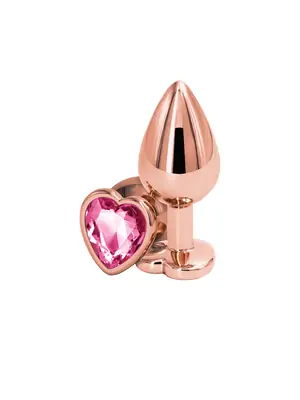 Anální šperky - Rear anální kolík rosegold růžové srdce M - v280797
