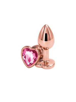 Anální šperky - Rear anální kolík rosegold růžové srdce S - v280795