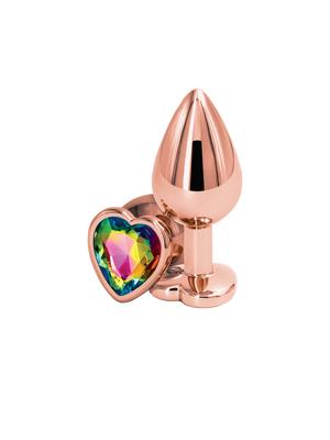 Anální šperky - Rear anální kolík rosegold duhové srdce M - v280798