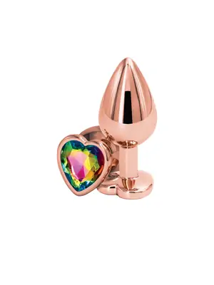 Anální šperky - Rear anální kolík rosegold duhové srdce M - v280798